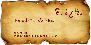 Hordós Édua névjegykártya